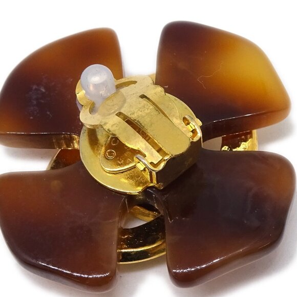 Chanel Clover Earrings Clip-On Brown 94P KK90838 - Picture 3 of 4